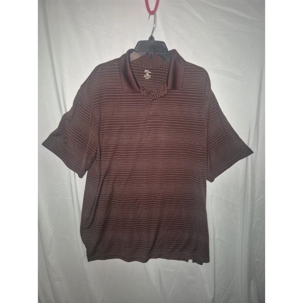 Marc Edwards Men’s Polo Shirt Short Sleeve Striped Brown Polyester Size XXL